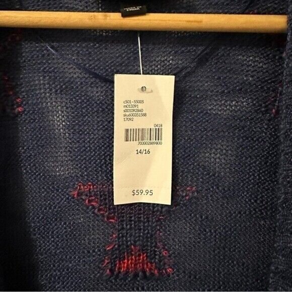 Lane Bryant Womens Sweater 14/16 sleeveless Open Front Star Embroidered Blue - Picture 5 of 10